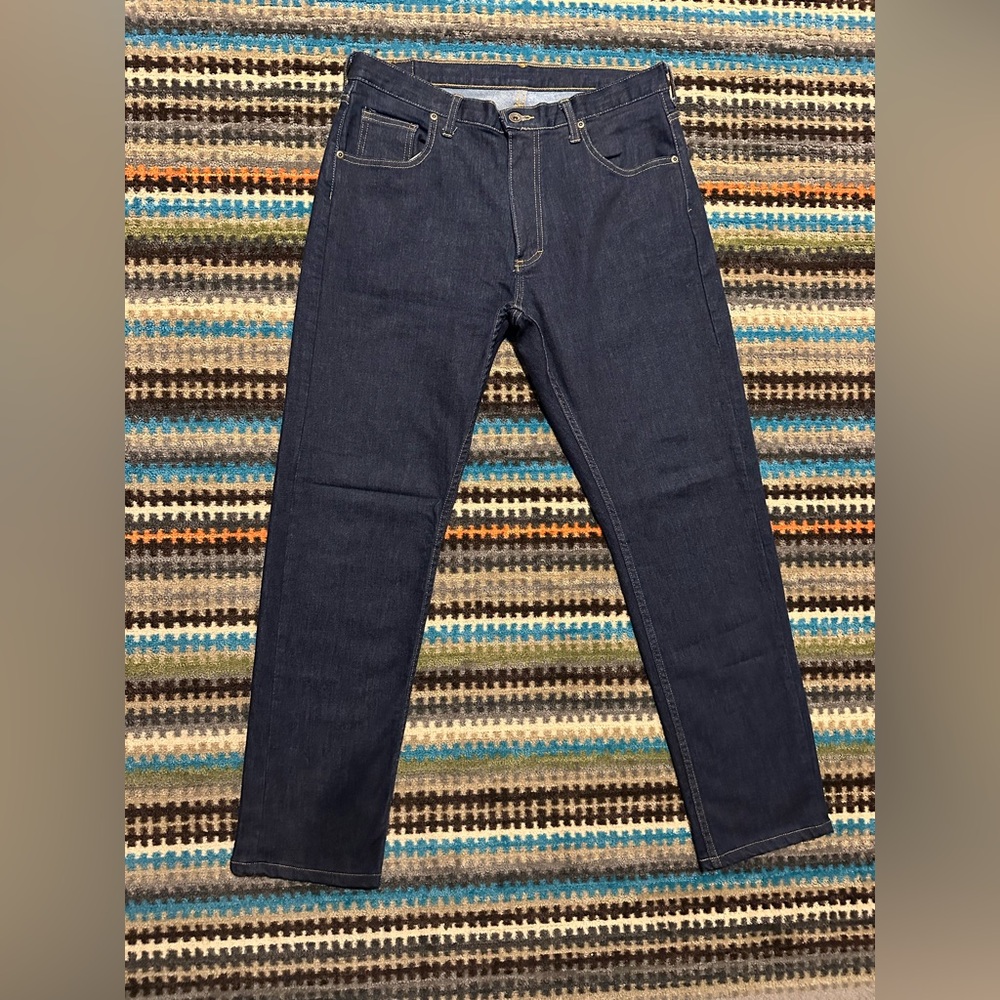 Men’s Dearborn Denim Jeans 32x30 Dark Blue Straight Leg Stretch USA